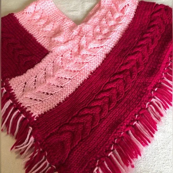 Child’s Pink crochet pancho - Picture 1 of 8